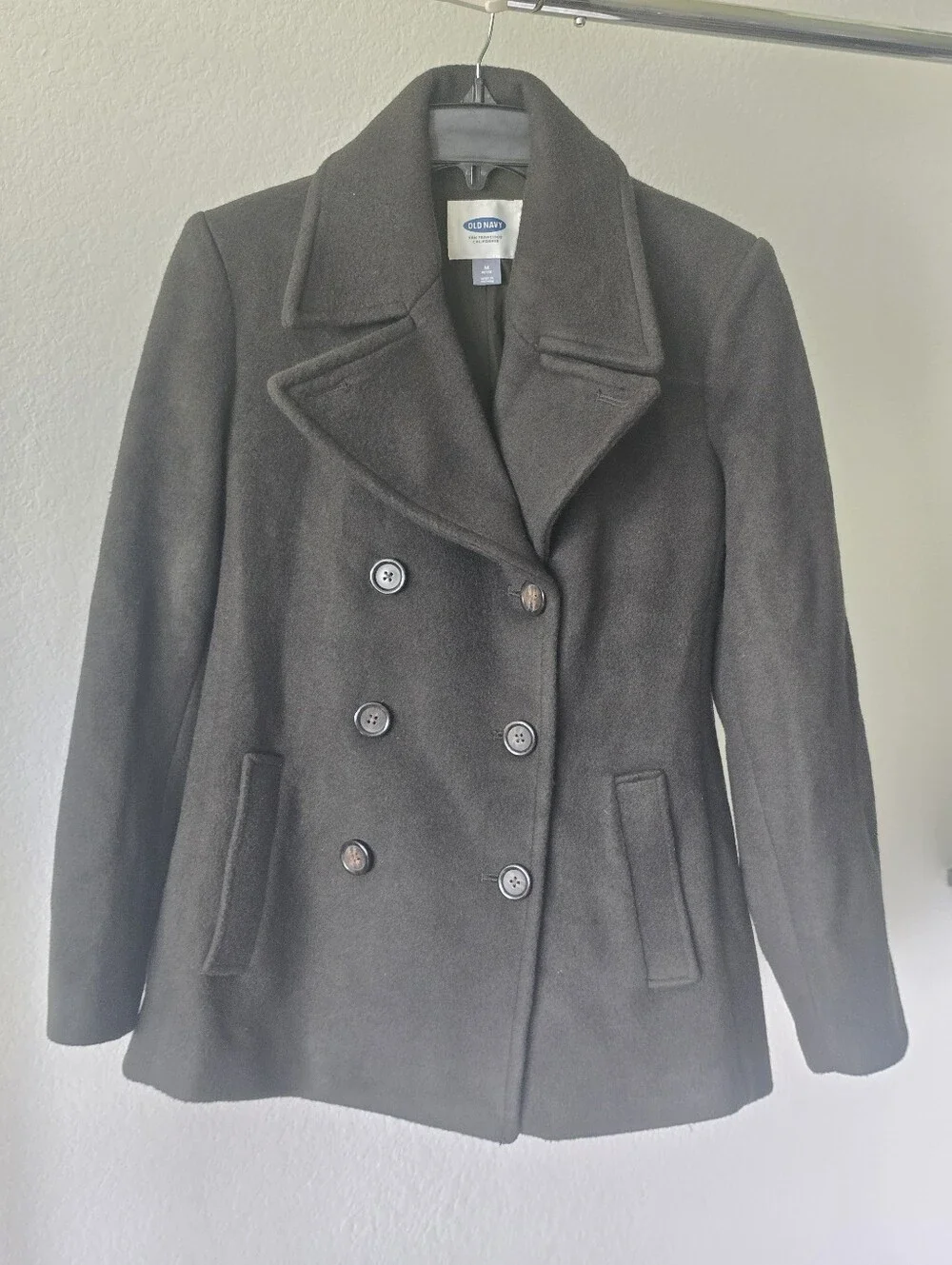 Old Navy Wool Blend Peacoat Jacket Double Breasted M Petite Classic Coat